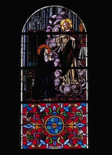 Verrière à personnages de la baie 4 : Apparition du Sacré Coeur à sainte Marguerite-Marie