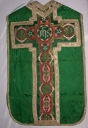 Ornement vert 2 : chasuble, bourse de corporal, étole, voile de calice