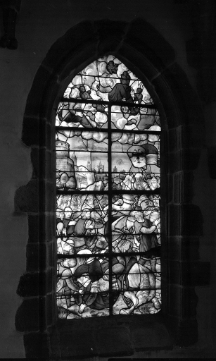 Verrière (verrière figurée) : saint Paul terrassé sur le chemin de Damas (baie 2)