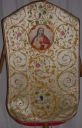 Ornement blanc 4 : chasuble, bourse de corporal, étole, manipule, voile de calice