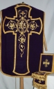 Ornement violet 2 : chasuble, étole, manipule, bourse du corporal