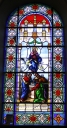 Ensemble de 6 verrières à personnages : Assomption de la Vierge ; Résurrection du Christ ; Saint Joseph ; Sainte Anne ; Saint Pierre ; Saint Jean
