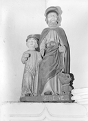 Groupe sculpté (petite nature, d'applique) : saint Hervé dit saint Hervé, son guide Guiharan et le loup