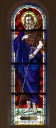 Ensemble de la verrière de la baie 100 : Saint Jean-Baptiste et des autres verrières géométriques