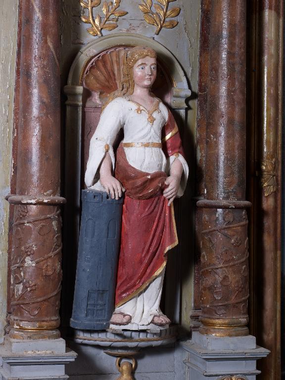 Statue : Sainte Barbe, église Saint-Martin (Saint-Martin-sur-Oust)