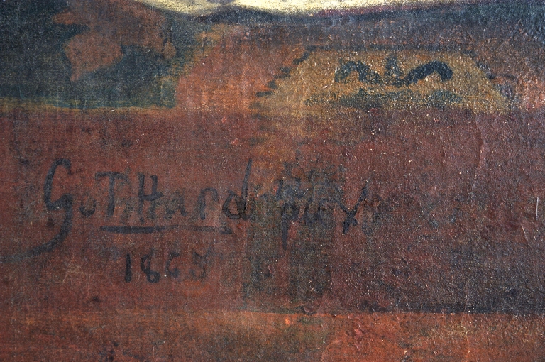 Tableau d'autel : Saint Louis présente la couronne d'épines