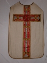 Ornement blanc 1 : chasuble, bourse de corporal, étole, voile de calice