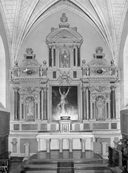 Tabernacle, retable (retable architecturé à niche), du maître-autel, église paroissiale Saint-Georges (Châtillon-en-Vendelais)