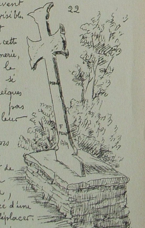 La croix des Rues Aron dans le Bulletin paroissial. Dessin, 1913 (collection particulière)