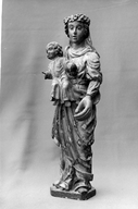Statue (statuette, d'applique) : Vierge à l'Enfant, église Paroissiale Notre-Dame (Kergrist-Moëlou)