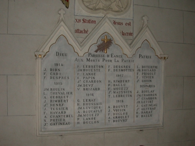 Tableau commémoratif des morts