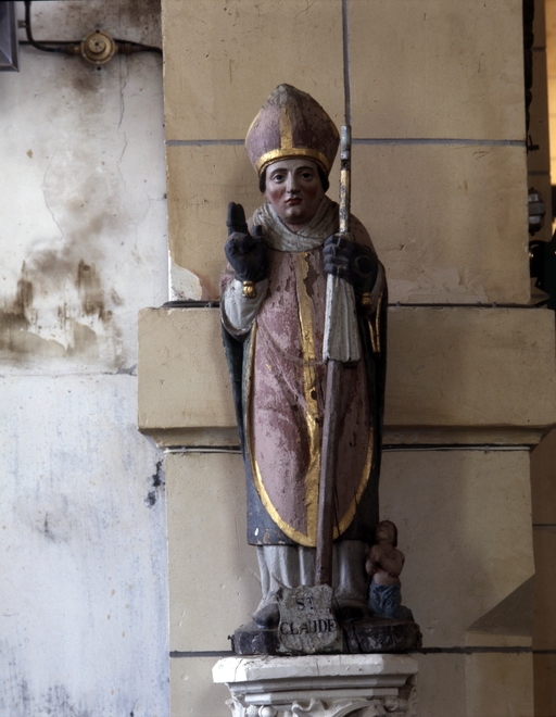 Statue (d'applique, petite nature) : saint Claude, église paroissiale Saint-Pierre Saint-Paul (Kergrist)