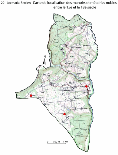 Les manoirs de la commune de Locmaria-Berrien (fusionnée en Poullaouen en 2019)