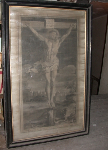 Estampe et cadre : christ en croix