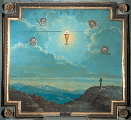 Tableau d'autel : Adoration de l'hostie