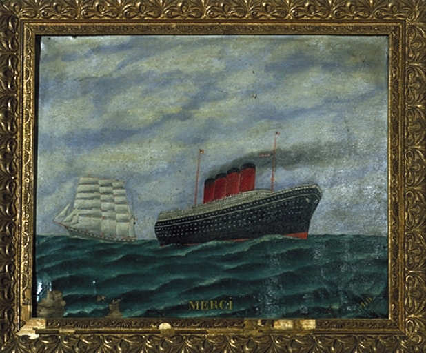 Tableau ex-voto : Paquebot et trois-mats