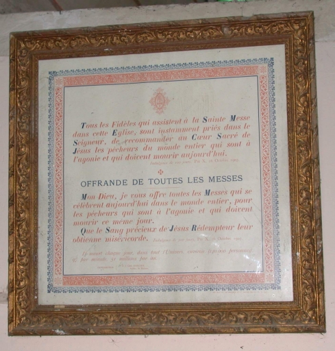 Panneau encadré : offrande pour les agonisants