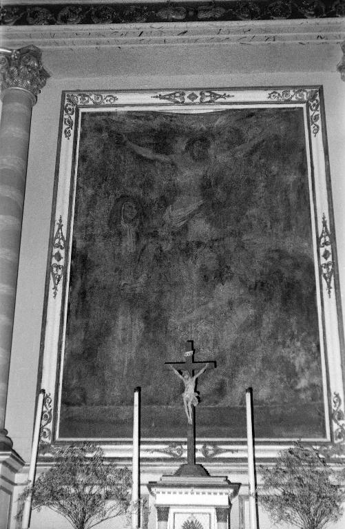 Tableau d'autel : Calvaire avec Marie-Madeleine, ancien prieuré de Lochrist an Izelvet (Plounévez-Lochrist)