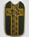 Ornement vert 2 : chasuble, étole, manipule, bourse de corporal, voile de calice