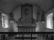 Retable et 2 statuettes d'anges