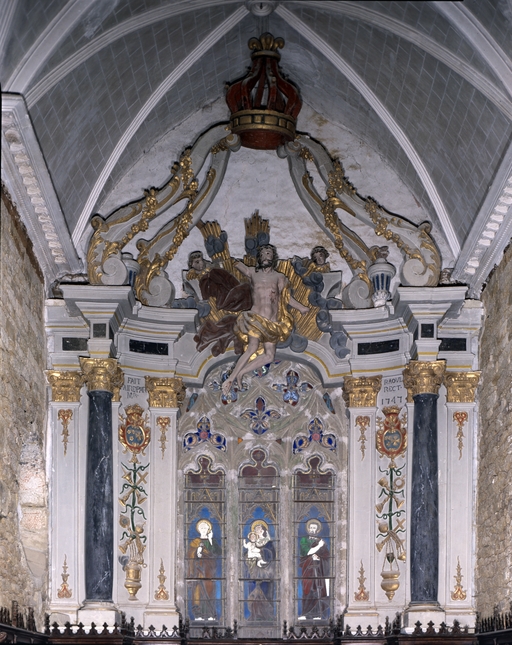 Retable (maître-autel, retable architecturé), église paroissiale Saint-Pierre, Saint-Paul (Malguénac)