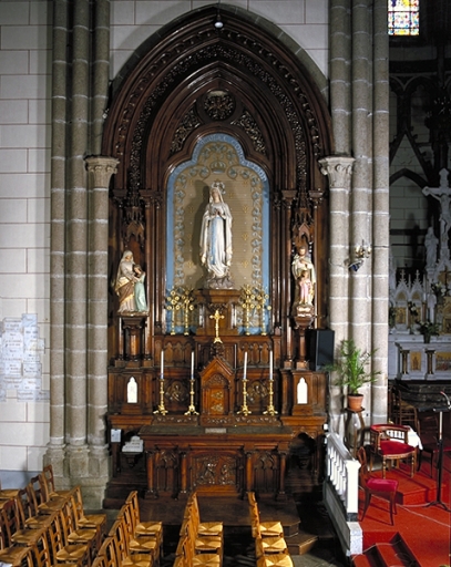 Ensemble de l'autel de la Vierge : autel, retable, tabernacle, gradin, 2 degrés d'autel