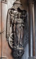 Statue (2, d'applique, grandeur nature, en pendant) : sainte Catherine d'Alexandrie, saint Yves, église paroissiale Notre-Dame (Rostrenen)