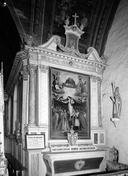 Autel, retable, tabernacle, gradins d'autel (2), (autel secondaire, autel tombeau, retable architecturé) : de la frairie, chapelle Notre-Dame-de-Carmes (Neulliac)