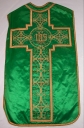 Ornement vert : chasuble, bourse de corporal, étole, manipule, voile de calice