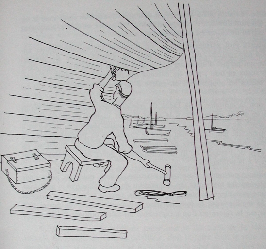 Outils de calfat : fer à calfat et maillet