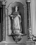 Ensemble du maître-autel : autel, retable, tabernacle, tableau, 3 statues, église paroissiale Saint-Aubin (Saint-Aubin-des-Landes)