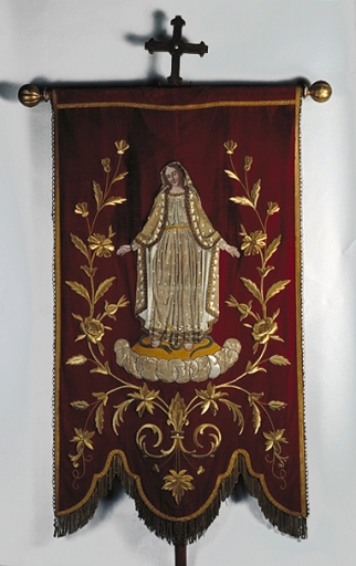 Bannière de procession : Sacré Coeur ; Immaculée Conception (Campel fusionnée en Val d'Anast en 2017)