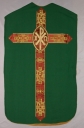 Ornement vert 2 : chasuble, bourse de corporal, étole, manipule