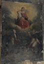 Tableau d'autel : Donation du Rosaire à saint Dominique et à sainte Catherine de Sienne