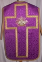Ornement violet 2 : chasuble, bourse de corporal, étole, manipule, voile de calice