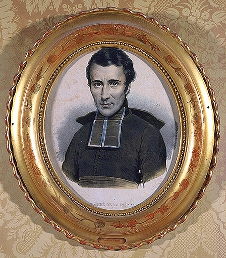 Estampe ; cadre : Portrait de l'abbé de La Mennais