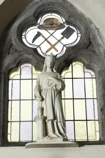 Ensemble des verrières à personnages et décoratives : Saint Vincent de Paul, Saint Pierre, Saint Augustin, Education de la Vierge, Saint Victor, Saint Julien