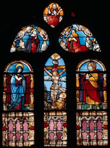 Verrière à personnages : le calvaire (baie 0), Saint-Lubin (Plémet)