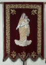 Bannière de procession paroisiale : Le Bon Pasteur ; Vierge à l'Enfant