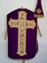 Ornement violet 2 : chasuble, étole, bourse de corporal, voile de calice