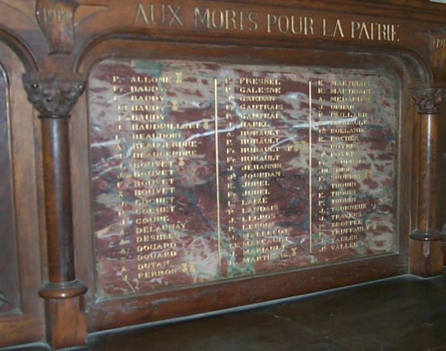 Tableau commémoratif des morts de la guerre 1914-1918