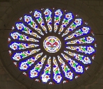 Ensemble des 24 verrières et 2 roses décoratives des baies 1 à 18, 101 à 110