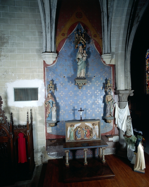 Ensemble de l'autel de la Vierge (autel, retable, degré, peinture monumentale) : Couronnement de la Vierge