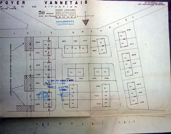 Lotissement concerté HLM "Le foyer vannetais", rue des Grandes Murailles ;  rue Charles Marin ;  rue Mahé de Villeneuve ;  rue Taslé ;  rue Jean Oberlé (Vannes)