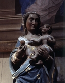 Statue (d'applique, petite nature) : Vierge à l'Enfant, dite Notre-Dame de Lorette, église paroissiale Notre-Dame-de-Lorette (Séglien)