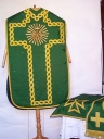 Ornement vert 2 : chasuble, étole, voile de calice