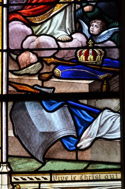 Verrière de la baie 4 (verrière à personnages, vitrail tableau) : Consécration de la France au Sacré Coeur