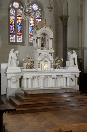 Ensemble du 2e maître-autel : autel, tabernacle, exposition, gradin d'autel, retable, 4 degrés d'autel