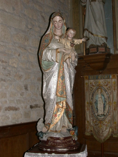 Statue sur socle : Vierge à l'Enfant, dite Notre-Dame du Sacré Coeur