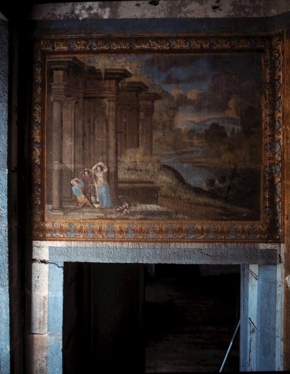 Ensemble de six peintures monumentales (deux dessus-de-porte, quatre peintures murales) : Scènes de la vie de Tobie, paysages, scènes champêtres, Maillé (Plounévez-Lochrist)